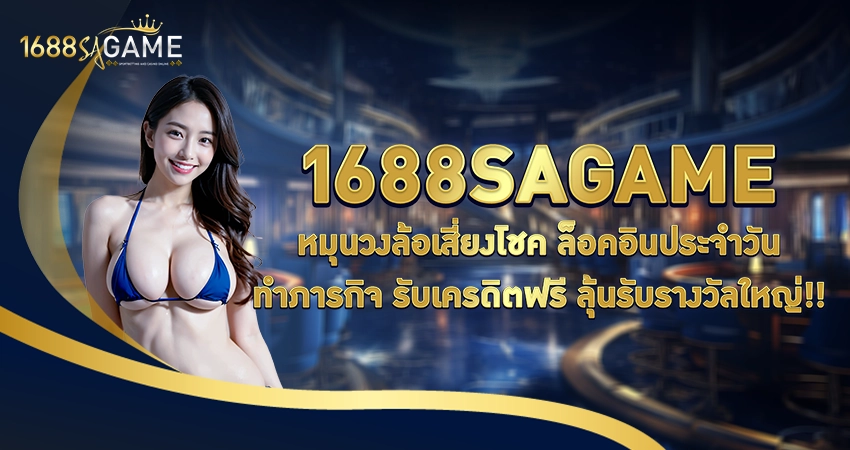โปรโมชั่น 1688SAGAME หมุนวงล้อเสี่ยงโชค ล็อคอินประจำวันทำภารกิจ รับเครดิตฟรี